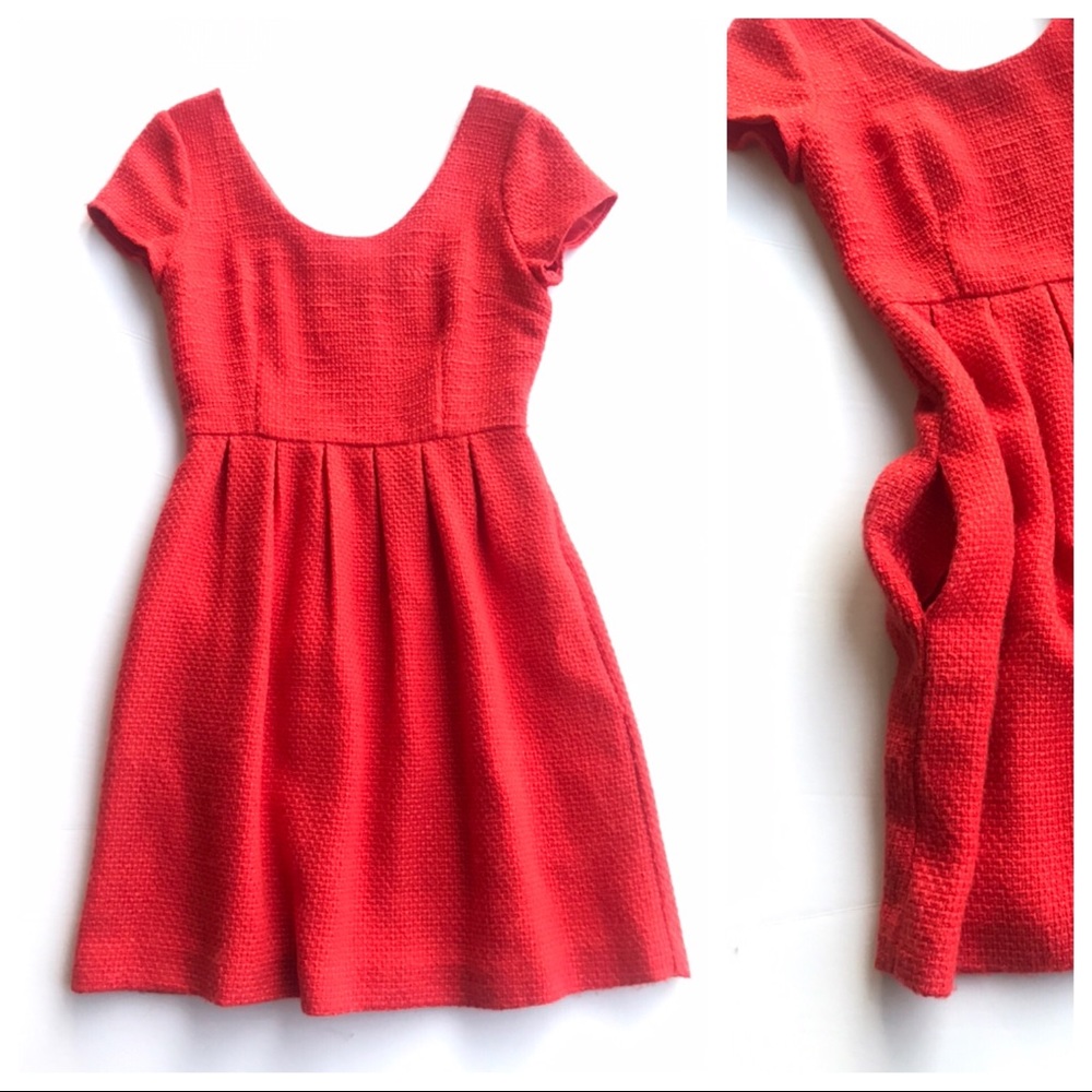 Anthro Red Coral Dress with Pockets, Pim + Larkin